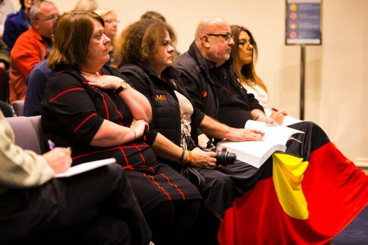 21/8/17 Representatives from the local Indigenous community at  the public forum to discuss  the decision by the council to cease Australia day celebrations on 26th January. Photograph by Chris Hopkins