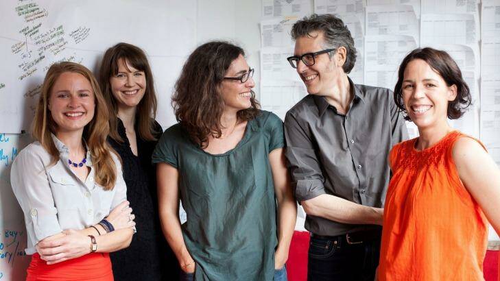 The people behind Serial: Dana Chivvis, Emily Condon, Sarah Koenig, Ira Glass and Julie Snyder. Photo: Meredith Heuer/Serial