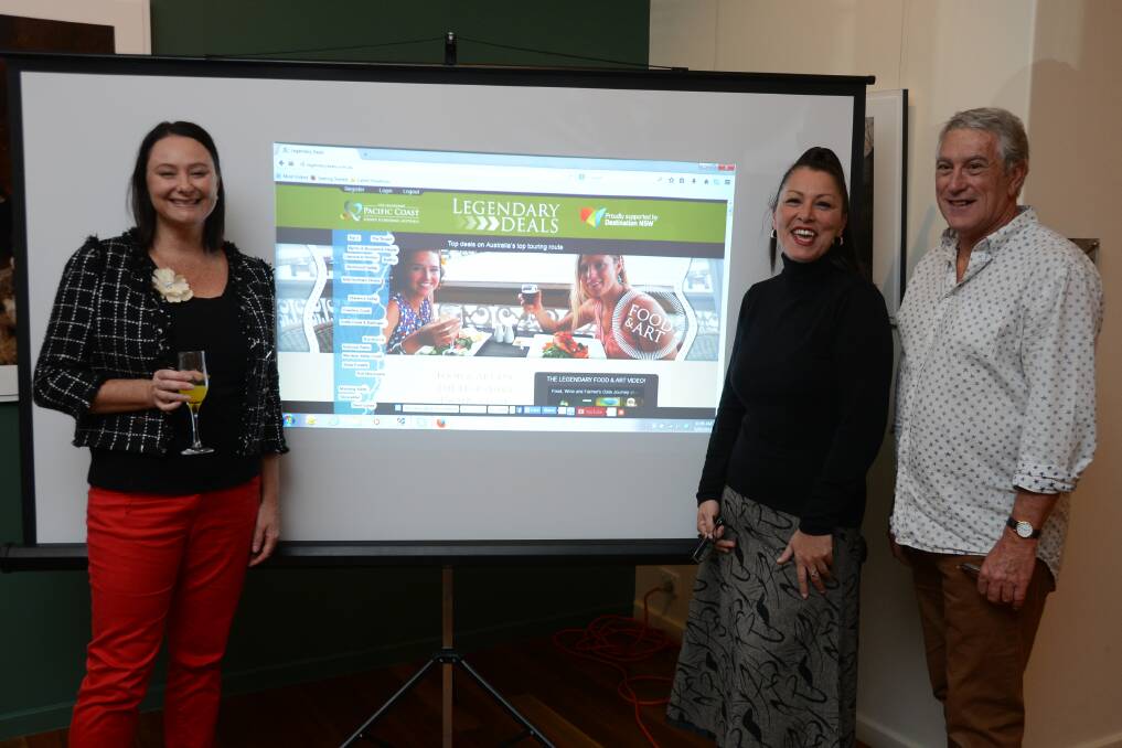 North Coast Destination Network executive officer Belinda Novicky, The Legendary Pacific Coast marketing manager Kim MacDonald and Arts Mid North Coast executive officer Kevin Williams were thrilled to launch the campaign in the Manning Valley and the new website.
