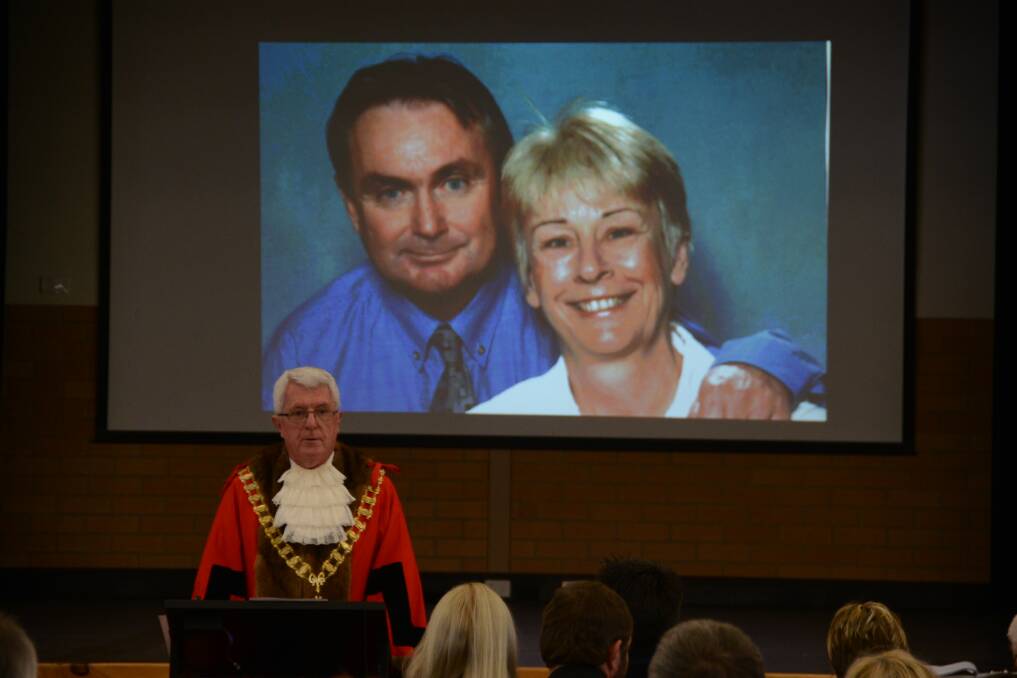 Greater Taree City mayor Paul Hogan officiated the memorial for Michael and Carol Clancy, at St Clare's on Saturday.