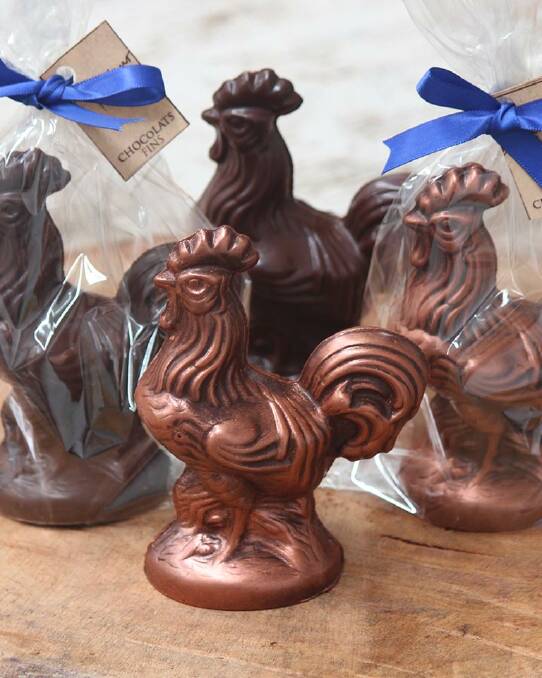 Monsieur Truffe Chocolate Co. (Melbourne) small roosters (50g) $11. Available in milk, or dark chocolate. See monsieurtruffechocolate.com Photo: Supplied