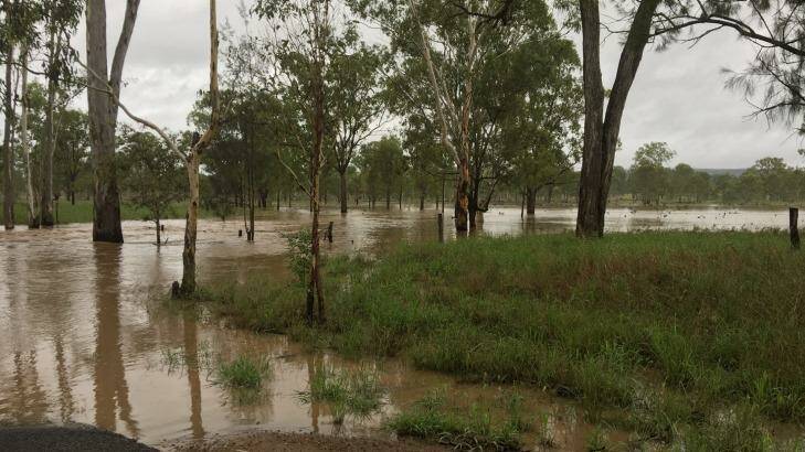 A man has died in floodwaters at Lagoona Station, near Monto. Photo: RACQ CareFlight