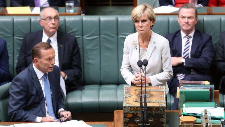 Foreign Affairs Minister Julie Bishop during question time on Thursday. Photo: Andrew Meares