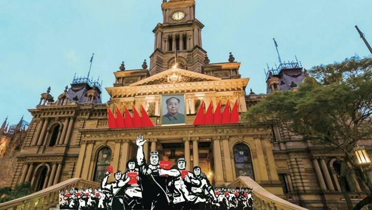 An image of the Melbourne Town Hall mocked up by those opposed to the Mao commemoration event. Photo: Supplied