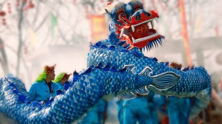 A dragon dance performance celebrating Chinese New Year in Beijing, China. Photo: Keren Su