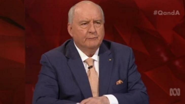 Alan Jones was well prepared for his spot as a panellist on Q&A with a dossier of statistics to back up his argument against the proposed Shenhua coal mine. Photo: ABC