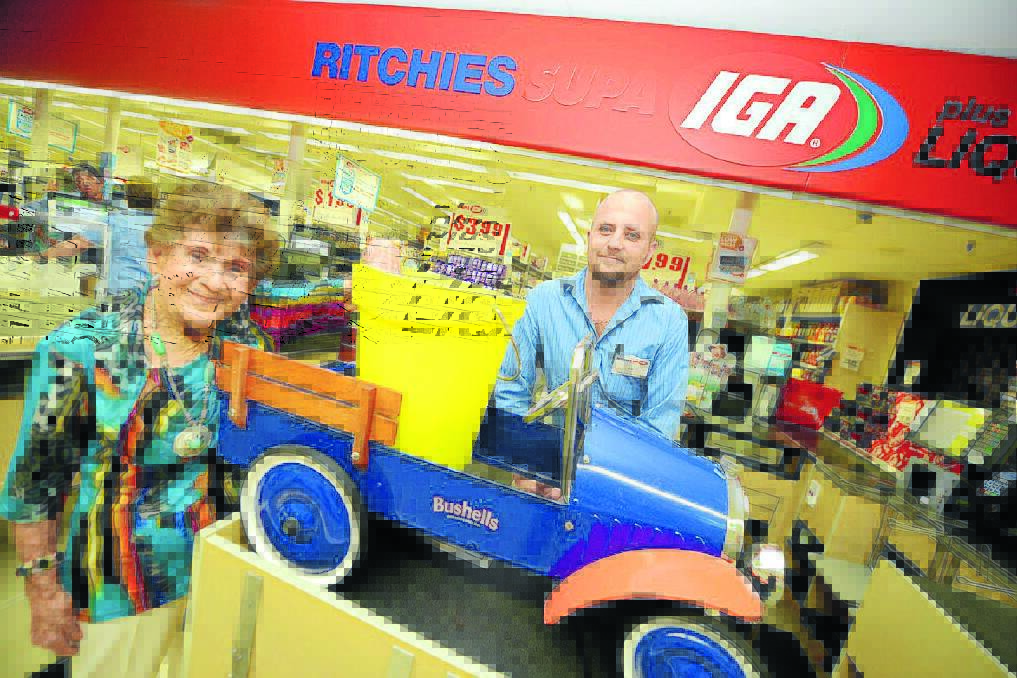 Dottie Shultz, leader of Dottie's Team in the upcoming Relay for Life, with Taree Ritchies Supa IGA assistant manager, Lee Freebody.