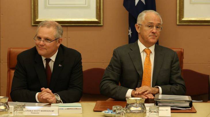 Treasurer Scott Morrison and Prime Minister Malcolm Turnbull met with bank chiefs on Thursday. Photo: Andrew Meares