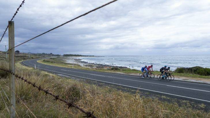 The nearness of scenery rewards cyclists on the East Coast of Tasmania. Photo: Heath Holden