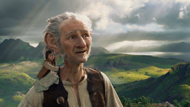 In Disney's fantasy-adventure <i>The BFG</i>, directed by Steven Spielberg and based on Roald Dahl's beloved classic, precocious 10-year-old  Sophie (Ruby Barnhill) befriends the BFG (Mark Rylance).