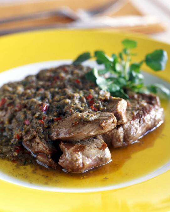 Luke Mangan's minute steak with chilli butter <a href="http://www.goodfood.com.au/good-food/cook/recipe/minute-steak-with-chilli-butter-20131220-2zpr6.html"><b>(recipe here).</b></a> Photo: Sahlan Hayes