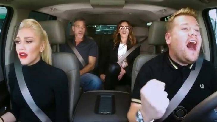 Gwen Stefani, George Clooney, Julia Roberts and James Corden blast out some tracks. 