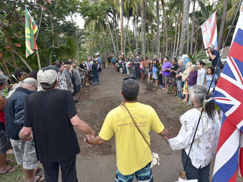 Activists have gathered to protest the rebuilding of the Coco Palms Hotel in Hawaii (File).