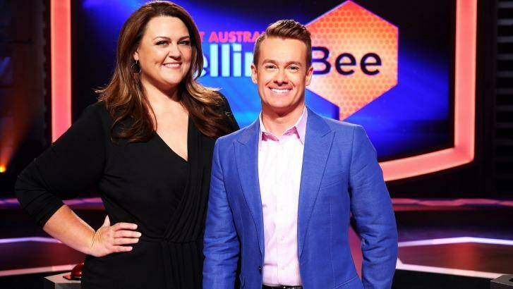 Chrissie Swan and Grant Denyer, co-hosts of <i>The Great Australian Spelling Bee</i>. Photo: Nigel Wright