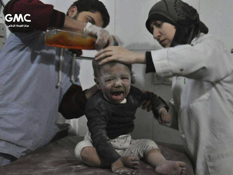 Hospitals have been hit and 310 people killed in the intense bombardment of Syria's Ghouta district.