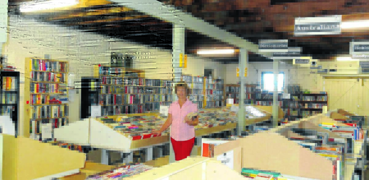 Rotarian Sue Bell at the Taree North Rotary Club's Book Shed.