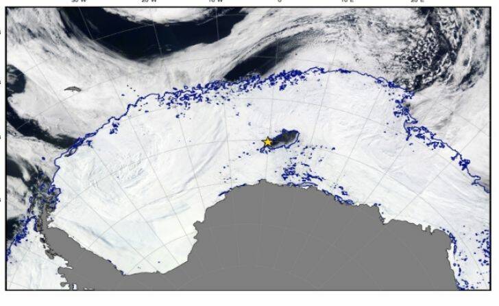 The polynya is east of the Antarctic Peninsula and looks like this (an Orca no less!). Photo supplied.