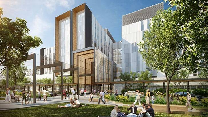 Artists impression of the new Northern Beaches Hospital, which is due to be completed by 2018. Photo: NSW department of planning and environment