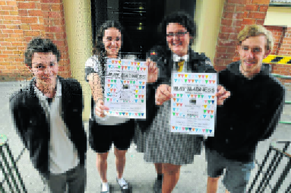 MAY MADNESS: Captains and vice captains of Taree High School Nicholas Starr, Lily Minihan, Emma Croker and Thomas Fletcher are excited to present the May Madness Family Fun Day tomorrow with the Taree High School P&C.