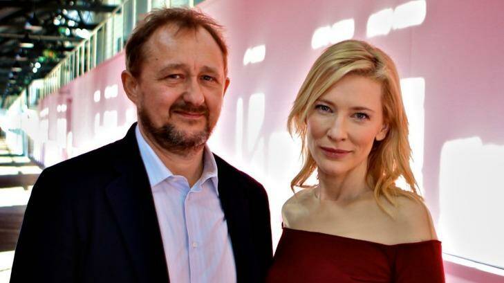 Cate Blanchett, with husband Andrew Upton, was seen carrying a baby outside her sons' school. Photo: Marco Del Grande