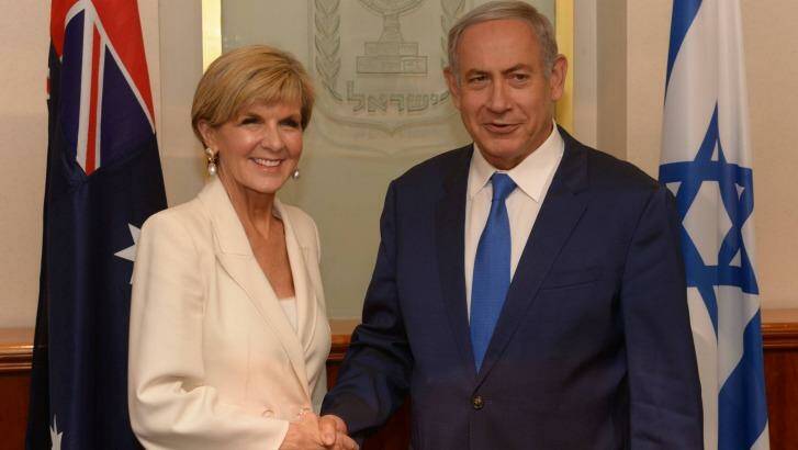 A picture provided by the Israel Government Press Office shows Prime Minister Benjamin Netanyahu meeting with Australian Foreign Minister Julie Bishop. Photo: GPO