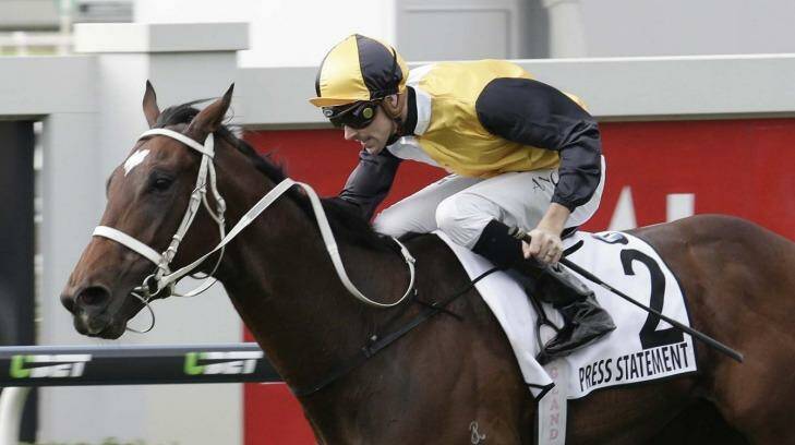 Acid test: Press Statement is hot favourite to win the Caulfield Guineas on Saturday. Photo: Tertius Pickard