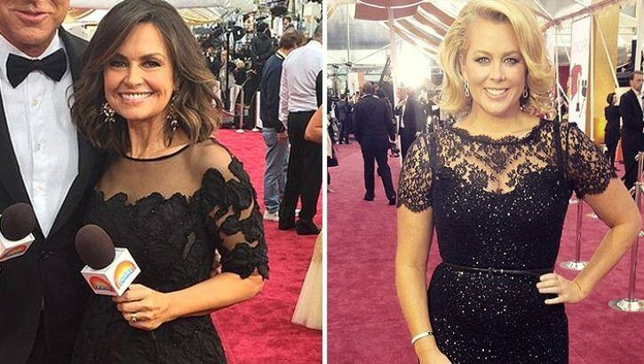 Samantha Armytage and Lisa Wilkinson on the Oscars 2015 red carpet. Photo: Instagram/@sam_armytage and @richardwilkins