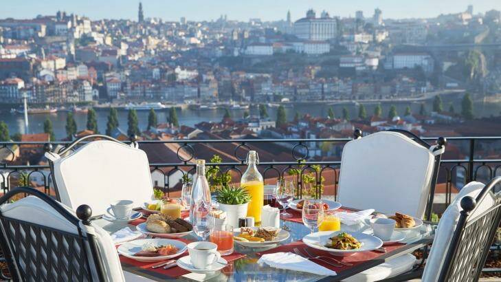 Breakfast at The Yeatman's fourth- floor terrace, Porto, Portugal.