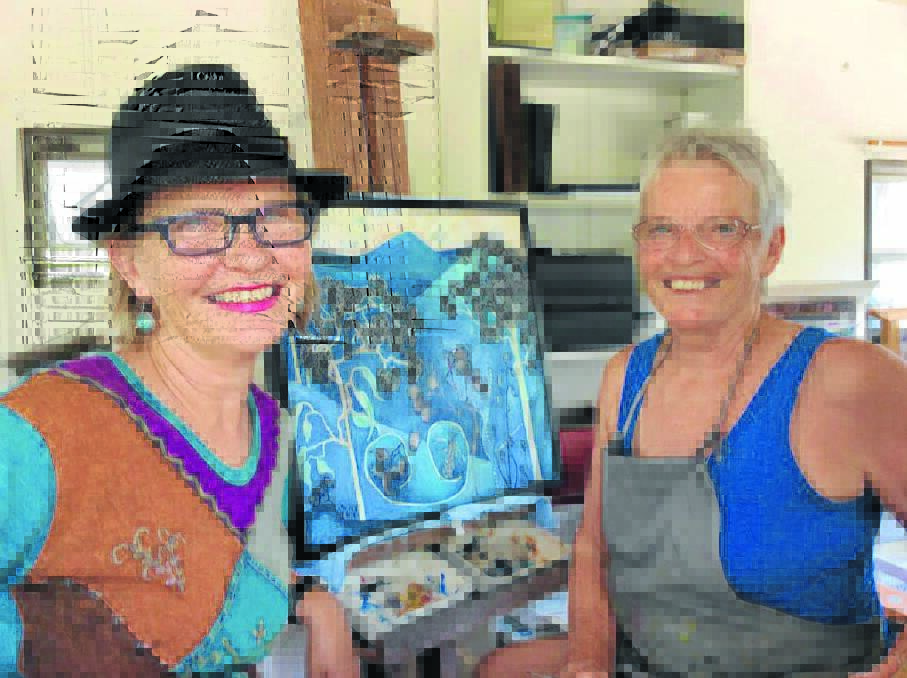 Local artists Louise Young and Christine du Fresne prepare for Step Up.
