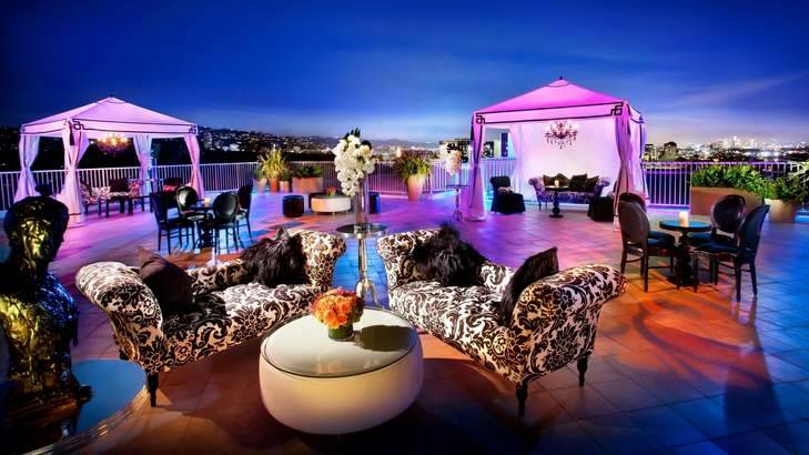Halls of fame: rooftop at the Beverly Hilton.