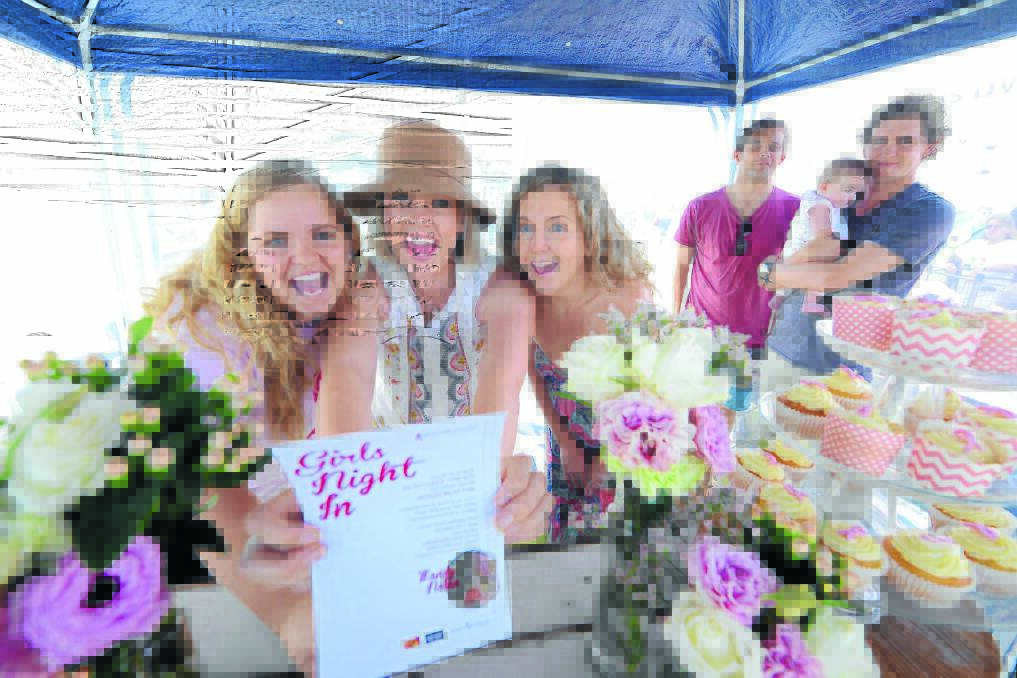 Kate, Alana, Ben and Mia Dunn, with Leigh and Dave Mason promoting the Old Bar Girls Night In at last weekend's Old Bar Beach Festival.