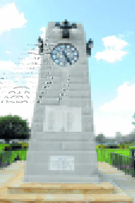 The names of those who gave their lives in World War 1 are etched on the Victoria Street side of the Taree war memorial in Fotheringham Park.