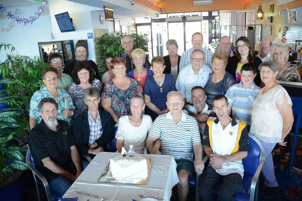 Judy and Reg Allan with family and friends at their 60th wedding anniversary. 