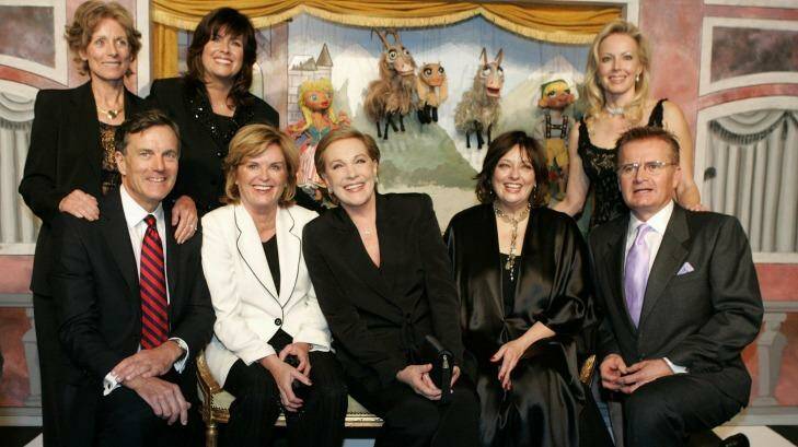 Charmian Carr, top left, with other cast members in this 2005 picture. Clockwise from top left are, Carr, Debbie Turner (Marta), Kym Karath (Gretl), Duane Chase (Kurt), Angela Cartwright (Brigitta), Julie Andrews (Maria von Trapp), Heather Menzies (Louisa) and Nicholas Hammond (Freidrich). Photo: JULIE JACOBSON
