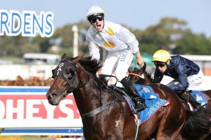 Tommy Berry rides Vancouver to Golden Slipper victory last month. Photo: Anthony Johnson