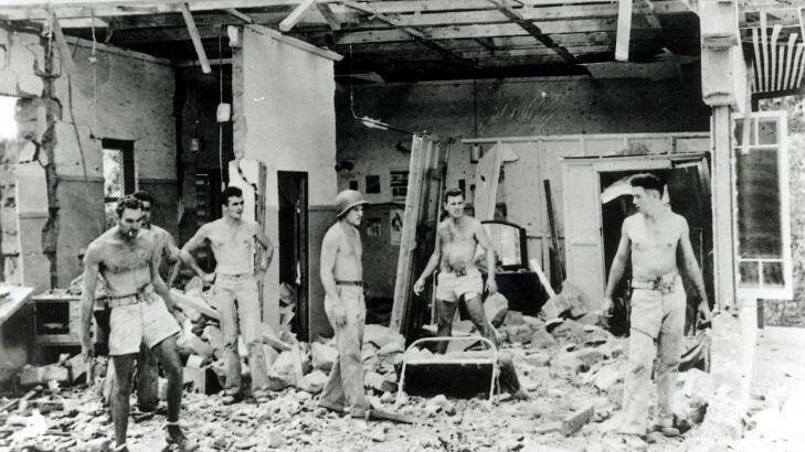 A house is destroyed after being hit by a Japanese bomb during an attack on Darwin in 1942. Photo: Australian War Memorial 