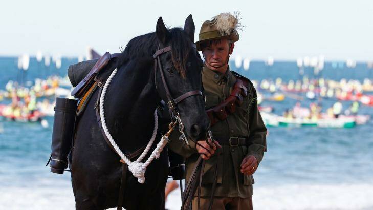 A commemorative Digger and his war horse at Collaroy. 2 Photo: Daniel Munoz