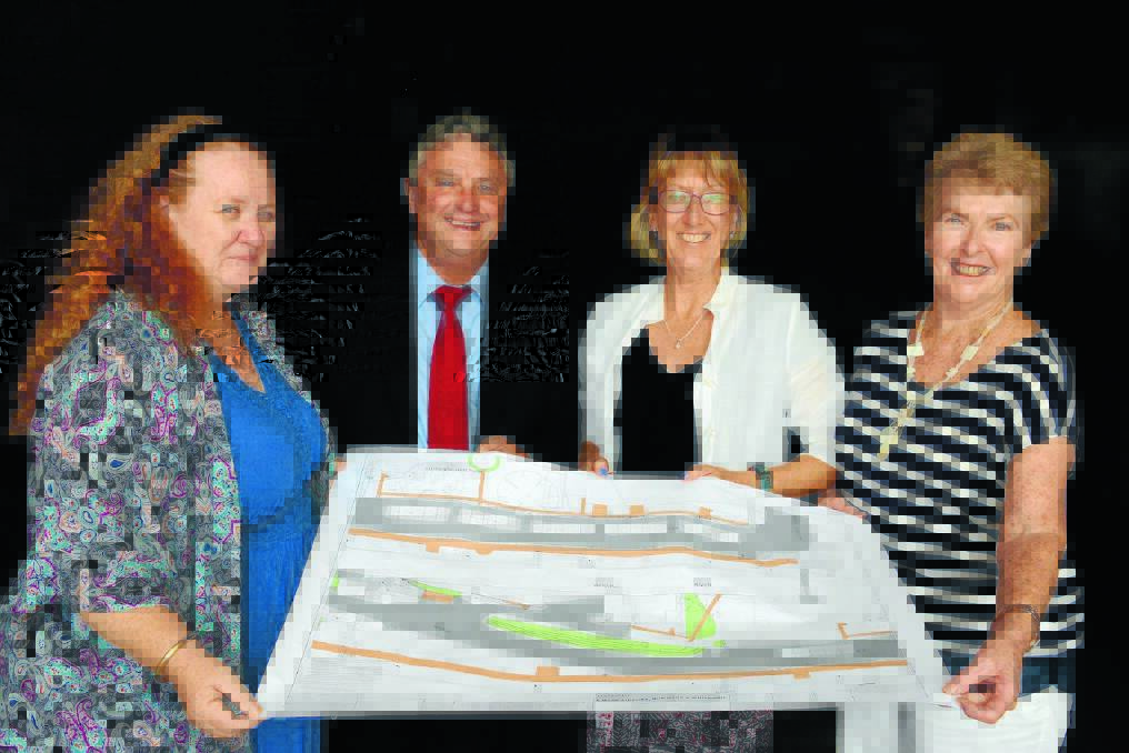 Stall holders wanted: Night Bazaar Inc committee members Annette O'Rourke, James Paton, Catherine Calvin and president of Manning Valley Historical Society Barbara Waters with plans for the Martin Bridge 75th anniversary celebrations.