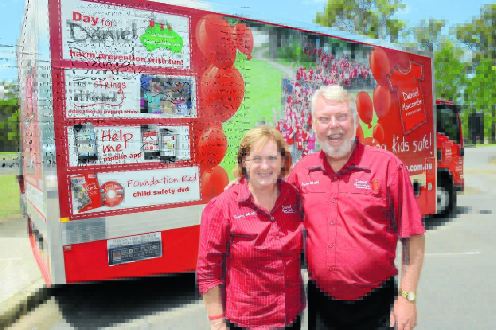 On the road with a message about child safety: Bruce and Denise Morcombe in Taree recently.