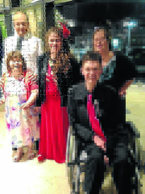 Dressed for the red carpet: Valley Skills for Life drama group members (from left) Michael Butler, Sarah Green, Melissa Palmer, Dushka Winkley and Glen King at The Concourse Concert Hall in Chatswood.