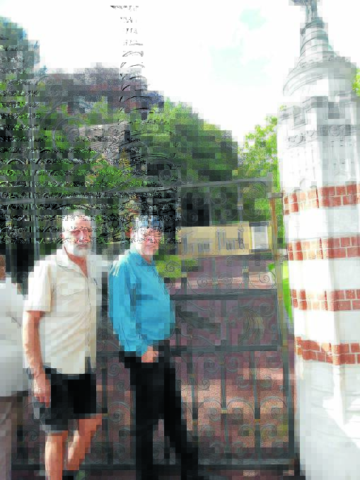 With Glen Baker at the entrance of Friar Park.