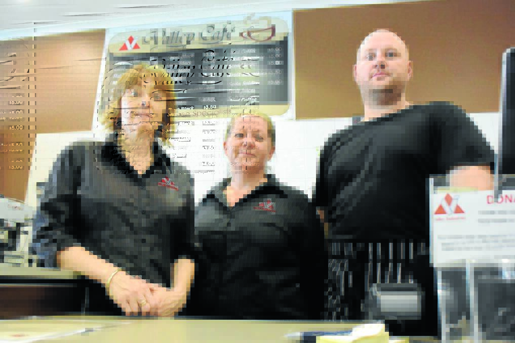 Upset and angry: Valley Cafe staff Monique Cahill, Julie Holmes and Scott Bussey the day after the break and enter.
