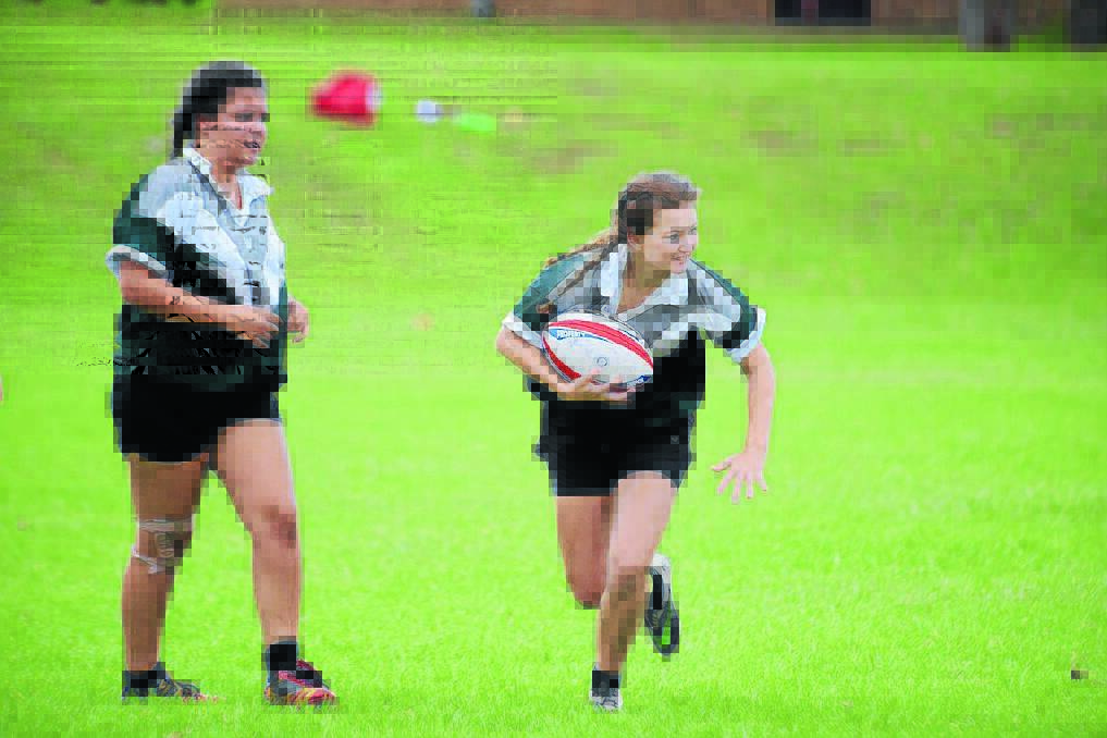 Bebe Wares from Chatham under 16 girls playing in the schools sevens rugby tournament.