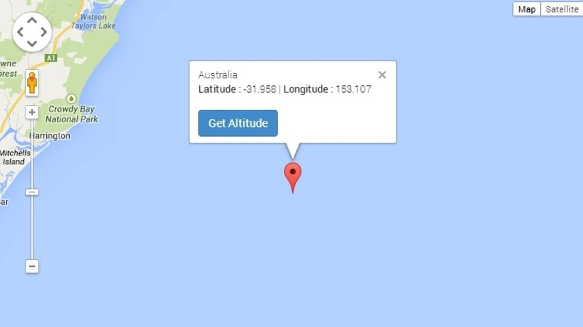 The earthquake's location, based on coordinates provided by Geoscience Australia. Source: Google Maps.