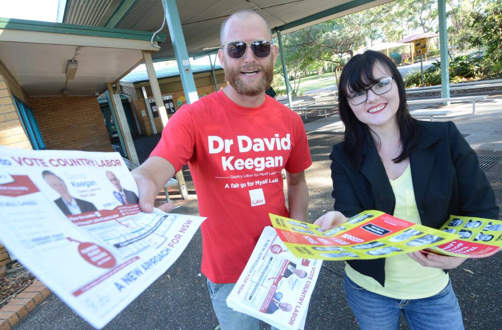 Dr David Keegan supporters on election day in Wingham. 