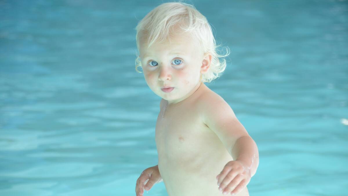 The cool blue water at the YMCA Manning Aquatic Leisure Centre delighted 16-month-old Mitchell Hyne. 