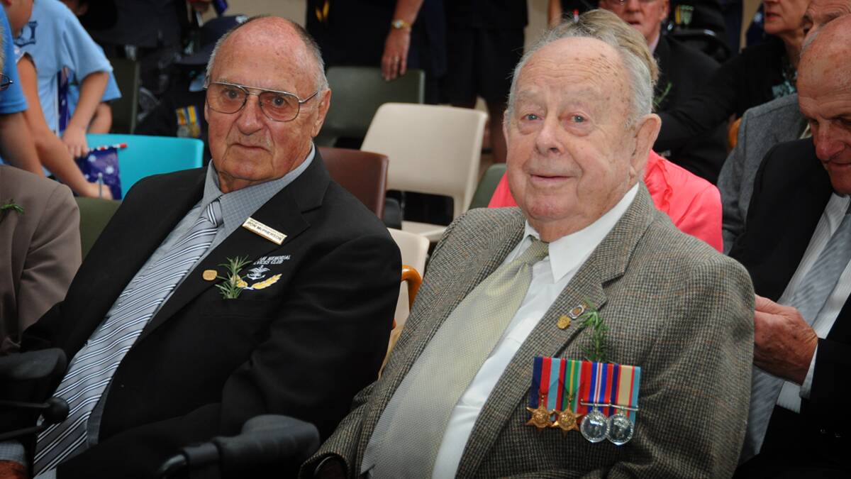 Acting president of Wingham RSL Sub-branch Ron McPherson and Norman 'Toby' Polley - Anzac Day - Wingham 2014