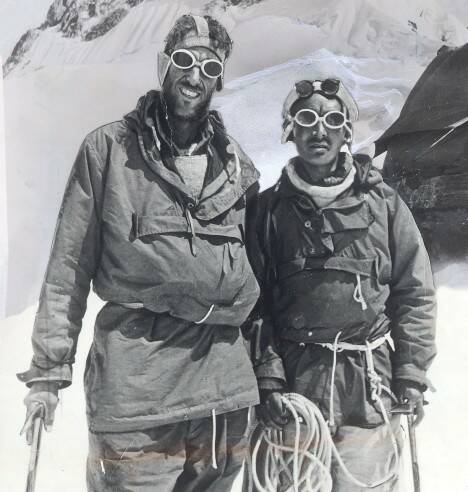 FIRST AND FOREMOST: Edmund Hillary and Tenzing Norgay celebrate their successful expedition in 1953.