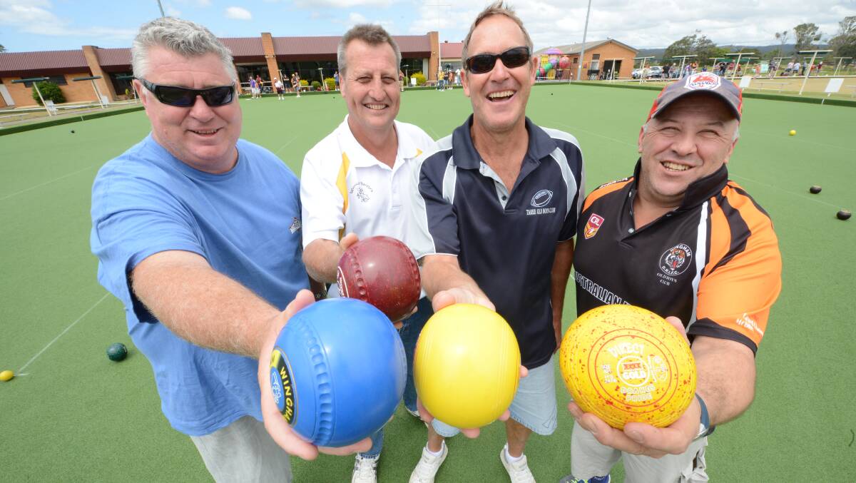 Anthony Hogan, Laurie Mullen, Geoff Pensini and Craig Martin enjoying the annual bowls challenge.