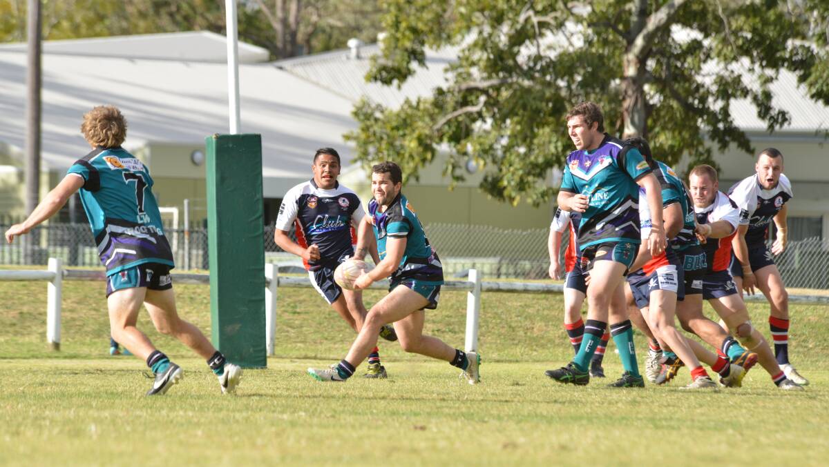 Taree City halfback Mick Henry fires out a pass in a Group Three Rugby League game against Old Bar at the Jack Neal Oval this year. The Bulls hope to take a 20 year lease on the Neal Oval from owners, Taree Leagues and Sports Club.
